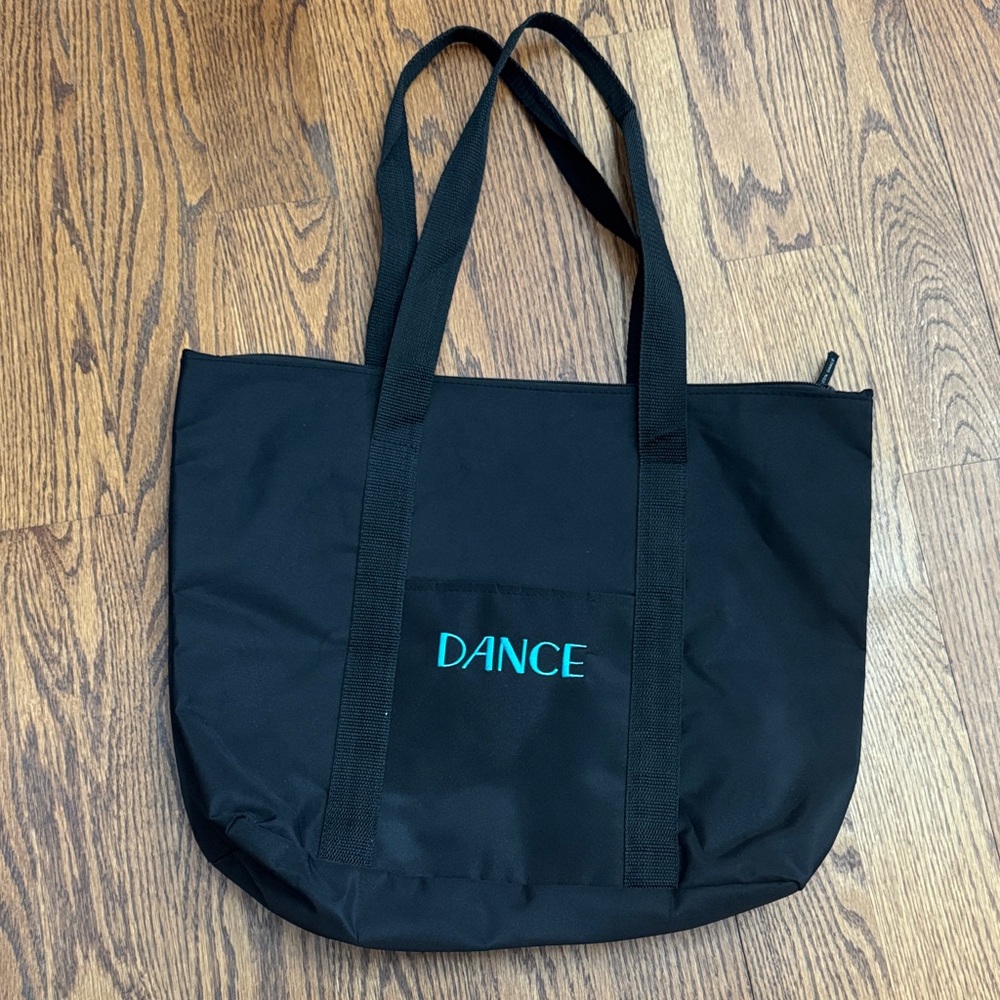 Black Dance Tote Bag with Teal Accents